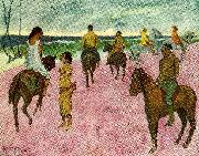 Paul Gauguin ryttare pa stranden oil